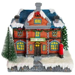 Northlight 7" Red LED Lighted Post Office Christmas Village Decoration