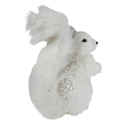 Northlight 9" White Squirrel With Silver Gems Christmas Tabletop Decoration 3 Northlight 9" White Squirrel With Silver Gems Christmas Tabletop Decoration - Image 3