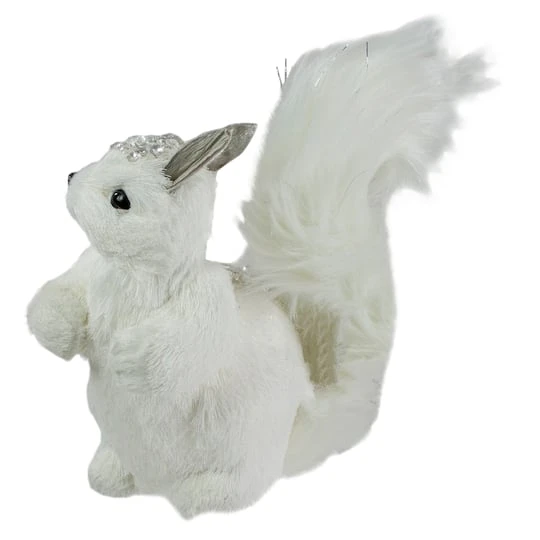 Northlight 9" White Squirrel With Silver Gems Christmas Tabletop Decoration 5 Northlight 9" White Squirrel With Silver Gems Christmas Tabletop Decoration - Image 5