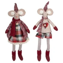 Northlight 17" Boy & Girl Sitting Plush Christmas Mice Figure Set