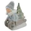 Northlight 15" Beige & Green Lighted Boy On A Sled Christmas Decoration