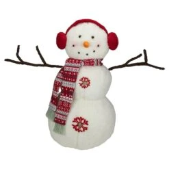 Northlight 21.5'' White And Red Snowflake Sherpa Plush Snowman Christmas Decoration