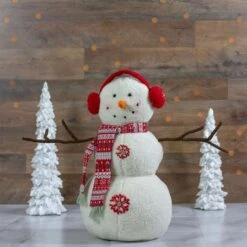 Northlight 21.5'' White And Red Snowflake Sherpa Plush Snowman Christmas Decoration -Michaels Store D676317S 2