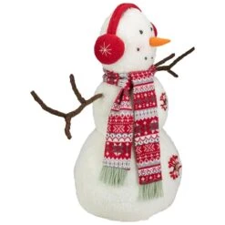 Northlight 21.5'' White And Red Snowflake Sherpa Plush Snowman Christmas Decoration -Michaels Store D676317S 4