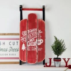 Northlight 23'' Red Wooden Christmas Snow Sled Decoration -Michaels Store D676318S 2