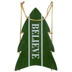 Northlight 18.25'' Green Wooden Believe Christmas Snow Sled Decoration