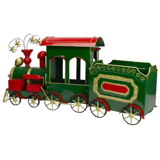 Northlight 34'' Green, Red And Gold Metal Train Figurine Tabletop Christmas Decoration 2 Northlight 34'' Green, Red And Gold Metal Train Figurine Tabletop Christmas Decoration - Image 2