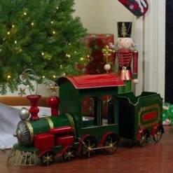 Northlight 34'' Green, Red And Gold Metal Train Figurine Tabletop Christmas Decoration 5 Northlight 34'' Green, Red And Gold Metal Train Figurine Tabletop Christmas Decoration -Michaels Store D676320S 2