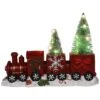 Northlight 12'' Red And Gold Christmas Train With LED Lighted Frosted Trees Tabletop Decoration