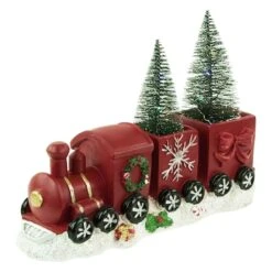 Northlight 12'' Red And Gold Christmas Train With LED Lighted Frosted Trees Tabletop Decoration -Michaels Store D676322S 11