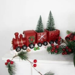 Northlight 12'' Red And Gold Christmas Train With LED Lighted Frosted Trees Tabletop Decoration -Michaels Store D676322S 12