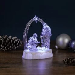 Northlight 7'' LED Lighted Musical Icy Crystal Nativity Scene Christmas Decoration -Michaels Store D676324S 2