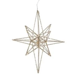 Northlight 12'' Warm White LED Lighted B/O Gold Glittered Geometric Star Christmas Decoration