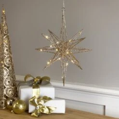Northlight 12'' Warm White LED Lighted B/O Gold Glittered Geometric Star Christmas Decoration 12 Northlight 12'' Warm White LED Lighted B/O Gold Glittered Geometric Star Christmas Decoration -Michaels Store D676325S 12