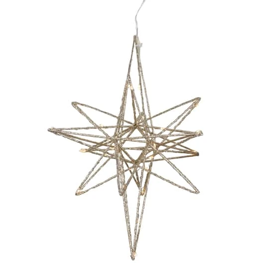 Northlight 12'' Warm White LED Lighted B/O Gold Glittered Geometric Star Christmas Decoration 3 Northlight 12'' Warm White LED Lighted B/O Gold Glittered Geometric Star Christmas Decoration - Image 3