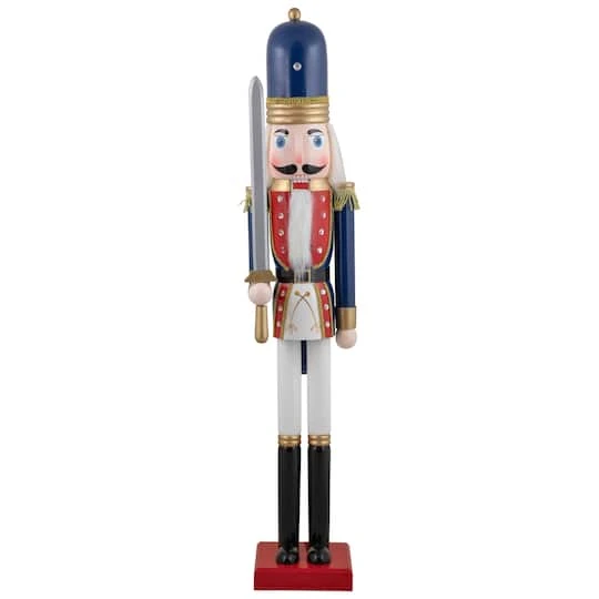 Northlight 48.25'' Blue And White Christmas Nutcracker Soldier With Sword Decoration 6 Northlight 48.25'' Blue And White Christmas Nutcracker Soldier With Sword Decoration - Image 6