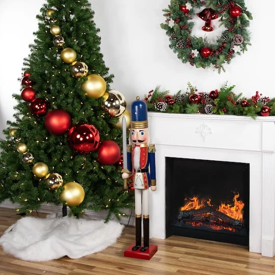 Northlight 48.25'' Blue And White Christmas Nutcracker Soldier With Sword Decoration 7 Northlight 48.25'' Blue And White Christmas Nutcracker Soldier With Sword Decoration - Image 7