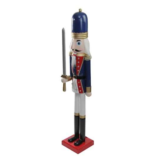 Northlight 48.25'' Blue And White Christmas Nutcracker Soldier With Sword Decoration 3 Northlight 48.25'' Blue And White Christmas Nutcracker Soldier With Sword Decoration - Image 3