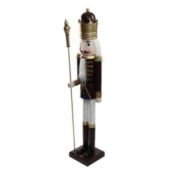 Northlight 48'' Brown And White Wooden Christmas Nutcracker King With Scepter Decoration -Michaels Store D676331S 5