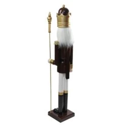 Northlight 48'' Brown And White Wooden Christmas Nutcracker King With Scepter Decoration -Michaels Store D676331S 6