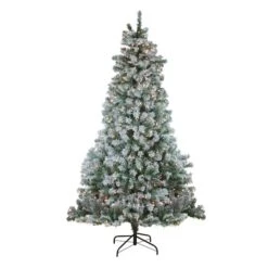 Northlight 7.5ft. Pre-Lit Flocked Winema Pine Artificial Christmas Tree, Clear Lights