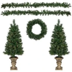 Northlight 5-Piece Pre-Lit Norwich Pine Artificial Christmas Entryway Set -Michaels Store D676655S 11