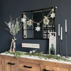 Northlight 4.75ft. Snowflake & Frosted Pine With Wooden Beads Christmas Garland -Michaels Store D676709S 13