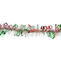Northlight 50ft. White, Red & Green Christmas HO HO HO Wrapped Tinsel Garland -Michaels Store D676712S 3