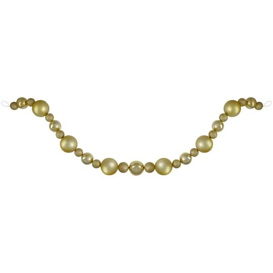 Northlight 6ft. Vegas Gold 3-Finish Shatterproof Ball Christmas Garland 1 Northlight 6ft. Vegas Gold 3-Finish Shatterproof Ball Christmas Garland