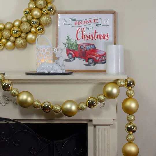 Northlight 6ft. Vegas Gold 3-Finish Shatterproof Ball Christmas Garland 3 Northlight 6ft. Vegas Gold 3-Finish Shatterproof Ball Christmas Garland - Image 3