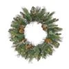 First Traditions™ 24'' Pre-Lit Artificial North Conway Wreath With Glittery Cones And Eucalyptus