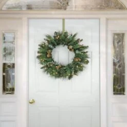 First Traditions™ 24'' Pre-Lit Artificial North Conway Wreath With Glittery Cones And Eucalyptus -Michaels Store D677530S 2