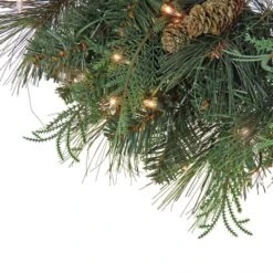First Traditions™ 24'' Pre-Lit Artificial North Conway Wreath With Glittery Cones And Eucalyptus -Michaels Store D677530S 3