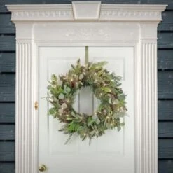 First Traditions™ 30'' Pre-Lit Artificial North Conway Wreath With Glittery Cones And Eucalyptus -Michaels Store D677532S 2