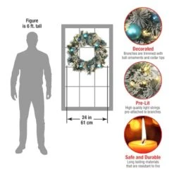 24" Pre-lit LED Tinkham Pine Wreath -Michaels Store D677544S 16