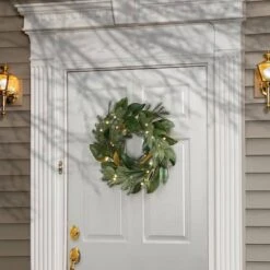 24" Warm White LED Magnolia Mix Pine Wreath -Michaels Store D677545S 2