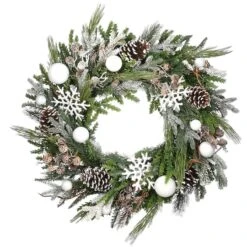 Alpine Collection 30" Warm White LED Decorated Wreath 11 Alpine Collection 30" Warm White LED Decorated Wreath -Michaels Store D677549S 15