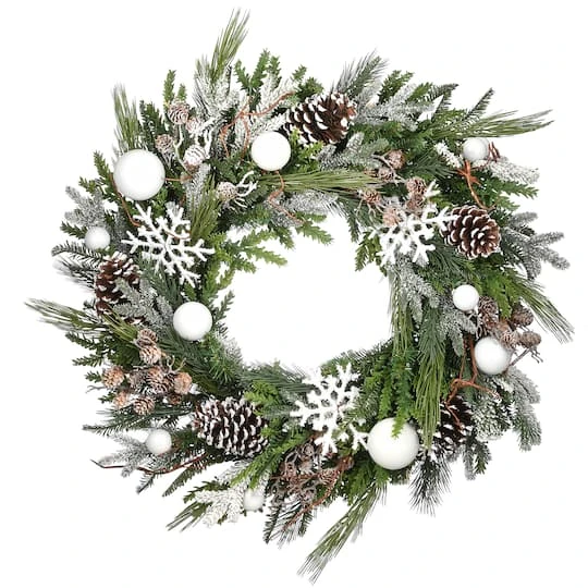 Alpine Collection 30" Warm White LED Decorated Wreath 6 Alpine Collection 30" Warm White LED Decorated Wreath - Image 6
