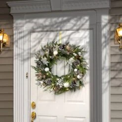 Alpine Collection 30" Warm White LED Decorated Wreath 8 Alpine Collection 30" Warm White LED Decorated Wreath -Michaels Store D677549S 2