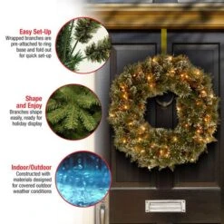24" Glittery Bristle® LED Pine Wreath -Michaels Store D677552S 16