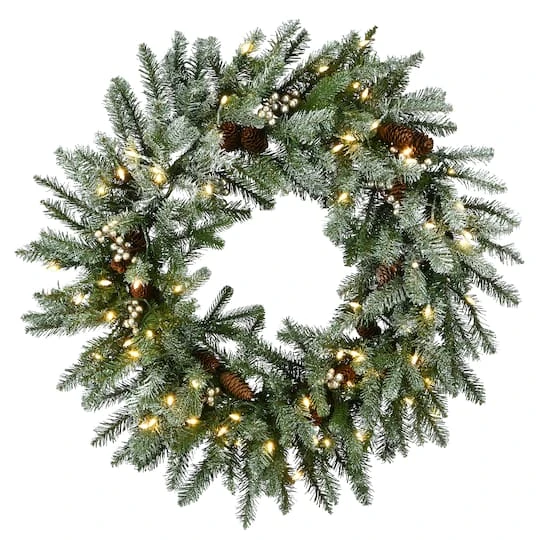 30" LED Snowy Morgan Spruce Wreath 2 30" LED Snowy Morgan Spruce Wreath - Image 2