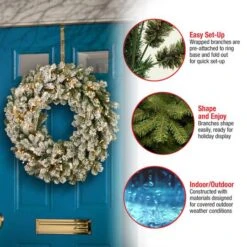 24" LED Snowy Sheffield Spruce Wreath -Michaels Store D677558S 16