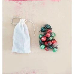 Hello Honey® 36ct. 1" Red & Green Embossed Mercury Novelty Ornaments In Muslin Bag -Michaels Store D758765S 2