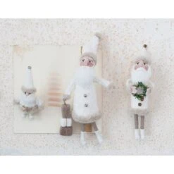 Hello Honey® 11" Cream Wool Felt Santa With Jingle Bell Buttons & Wreath -Michaels Store D758795S 2