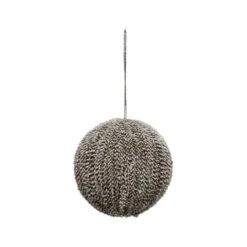 Hello Honey® 6" Snow Finish Brown Textured Plastic Ball Ornament