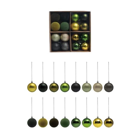 Hello Honey® 10" Green Flocked, Glitter, Matte & Pearlized Plastic Ball Ornaments Box Set 2 Hello Honey® 10" Green Flocked, Glitter, Matte & Pearlized Plastic Ball Ornaments Box Set - Image 2