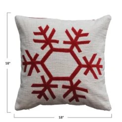 Hello Honey® Cream & Red Embroidered Snowflake Pillow -Michaels Store D758828S 4