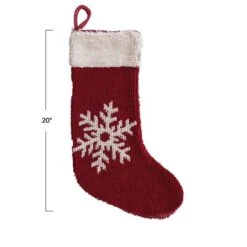 Hello Honey® 20" Red & Cream Snowflake Cotton Knit Stocking -Michaels Store D758829S 3