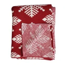 Hello Honey® Red & White Snowflake Two-Sided Cotton Knit Slub Throw