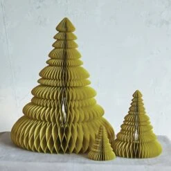Hello Honey® Chartreuse Glitter Handmade Recycled Paper Folding Honeycomb Trees Set -Michaels Store D758836S 2